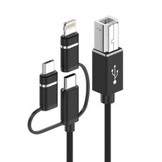 Cavo per stampante per strumenti MIDI Micro USB a USB-B, 3 in 1, 8 pin, tipo C, lunghezza: 1 m, lunghezza: 1 m (nero)
