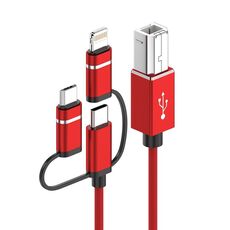 Cavo per stampante per strumenti MIDI Micro USB a USB-B, 3 in 1, 8 pin, tipo C, lunghezza: 1 m, lunghezza: 1 m (rosso)