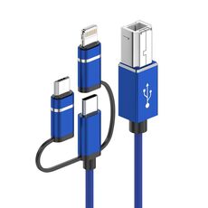 Cavo per stampante per strumenti MIDI Micro USB a USB-B, 8 pin, tipo C, 3 in 1, lunghezza: 1 m, lunghezza: 1 m (blu)