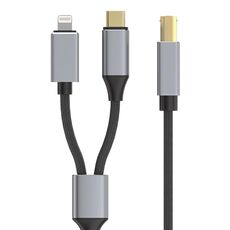 Cavo per stampante per strumenti MIDI 2 in 1 da tipo C e 8 pin a USB-B, lunghezza: 1 m, lunghezza: 1 m (nero)