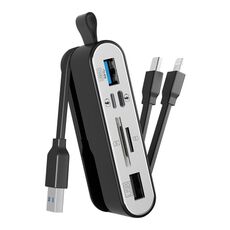 NK-1058 Adattatore multifunzione 6 in 1 USB-C / Type-C, 8 pin, interfaccia USB (nero)