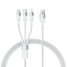 Baseus Cavo di ricarica rapida 3 in 1 3,5 A ultraveloce da 1,3 m (bianco)