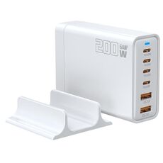 Caricabatterie da tavolo multiporta da 200 W GaN 4 Type-C 2 USB, spina: spina UK (bianco)