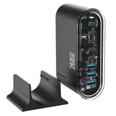 Caricabatterie da tavolo multiporta GaN 5 Type-C 3 USB da 268 W, spina: spina AU (nero)