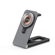 DUZZONA W22 15W 3 in 1 Supporto di ricarica wireless magnetico pieghevole (grigio)