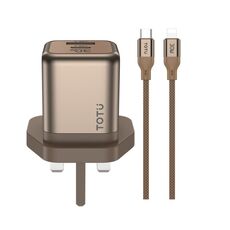 TOTUDESIGN HC-9 30W USB-A a Type-C GaN Caricabatterie rapido, spina: spina UK con cavo Type-C a 8 pin (oro)