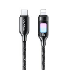 Cavo dati USAMS SJ749 da 30 W tipo C/USB-C a 8 pin in lega di zinco con luce colorata, lunghezza: 1,2 m (ossidato)