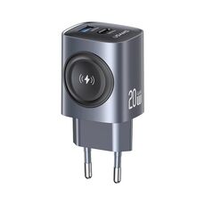 Caricabatterie rapido USAMS T67 20W USB e USB-C / Type-C GaN, tipo di spina: spina UE (colore pistola)