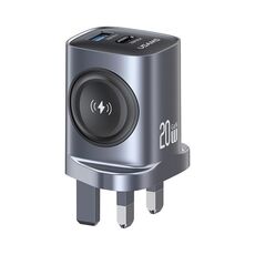 Caricabatterie rapido USAMS T67 20W USB e USB-C / Type-C GaN, tipo di spina: spina UK (colore pistola)