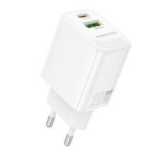 Borofone BN27 Fuente PD20W Caricabatterie USB Type-C + QC3.0, spina UE (bianco)