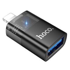 hoco UA36 8 pin maschio a USB femmina OTG adattatore trasparente (nero)