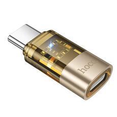 Adattatore trasparente OTG da USB-C/Tipo-C maschio a 8 pin femmina hoco UA36D (oro)