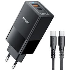 Yesido YC73 65W USB e USB-C / Type-C Dual Port GaN Caricabatterie rapido Set, spina UE (nero)