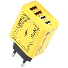 Adattatore di carica KO-72 GaN 120W 4 porte 2 PD 2 QC 3.0 USB e caricabatterie rapido USB-C / Type-C, tipo di spina: spina UE (giallo)