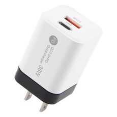 KO-72 38W QC3.0 USB e USB-C / Type-C PD Caricabatterie rapido, spina USA (bianco)