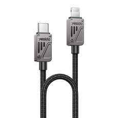 Cavo dati Yesido CA195 da USB-C/Tipo-C a 8 pin in lega di zinco, 27 W 3 A, lunghezza: 1,2 m (nero)