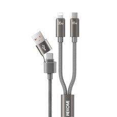 Cavo dati di ricarica rapida WK WDC-66 2 a 2 3A USB+Type-C a 8 pin+Type-C, lunghezza: 1,2 m (grigio)
