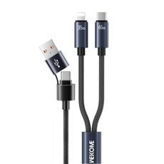 Cavo dati di ricarica rapida WK WDC-66 2 a 2 3A USB+Type-C a 8 pin+Type-C, lunghezza: 1,2 m (nero)
