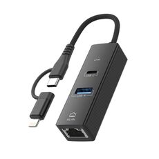 Convertitore di espansione HUB USB-A RJ45 tipo C/8 pin a tipo C (nero)