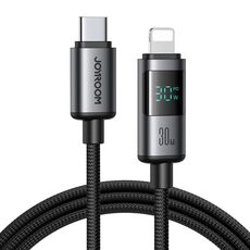 Cavo dati di ricarica rapida JOYROOM S-A16 Pro Prism Series con display digitale da 30 W, tipo C a 8 pin, lunghezza: 1,2 m (nero)