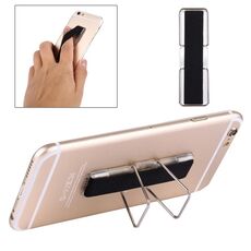 Supporto per mini adesivo universale regolabile 2 in 1 + impugnatura sottile, dimensioni: 7,3 x 2,2 x 0,3 cm, Per iPhone, Galaxy, Huawei, Xiaomi, LG, HTC e tablet (nero)