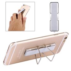 Supporto per mini adesivo universale regolabile 2 in 1 + impugnatura sottile, dimensioni: 7,3 x 2,2 x 0,3 cm, Per iPhone, Galaxy, Huawei, Xiaomi, LG, HTC e tablet (argento)