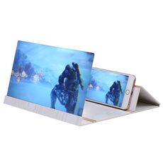 12,0 pollici universale pieghevole portatile in legno + vetro organico visiera 3D video lente d'ingrandimento dello schermo del telefono cellulare staffa ingrandisci con supporto per tutti gli smartphone, dimensioni: 260 * 190 * 8mm (bianco)