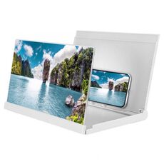 F18 Amplificatore schermo per telefono cellulare universale pieghevole girevole da 12 pollici Amplificatore video HD con scheda Block Light, versione a forma di libro (bianco)