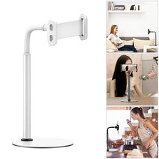 ZM-15 Supporto da tavolo girevole in lega di alluminio Supporto pigro per telefoni cellulari / tablet da 4,7-12,9 pollici (bianco)