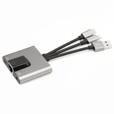 NK-1056S 3 in 1 8 pin, tipo C, USB a 8 pin di ricarica, porta Ethernet, convertitore multifunzionale per auricolari da 3,5 mm