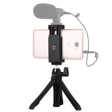 PULUZ Selfie Sticks Supporto per treppiede + morsetto per telefono con adattatore per treppiede e vite lunga (nero)