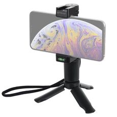 PULUZ Treppiede in plastica pieghevole + Vlogging Impugnatura portatile per trasmissione live Supporto in ABS con scarpa fredda e cinturino da polso per iPhone, Galaxy, Huawei, Xiaomi, Sony, HTC, Google e altri smartphone