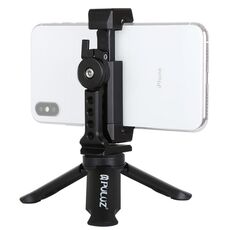 Treppiede in plastica pieghevole PULUZ + morsetto in metallo per tiro orizzontale / verticale con attacco freddo per iPhone, Galaxy, Huawei, Xiaomi, Sony, HTC, Google e altri smartphone