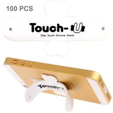 Supporto universale in silicone Touch-u One Touch da 100 pezzi, Per iPhone, Galaxy, Huawei, Xiaomi, LG, HTC e altri smartphone (bianco)