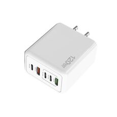 Caricabatterie rapido multiporta USB doppio tipo C 3 PD da 120 W per telefoni cellulari, spina USA (bianco)
