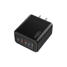 Caricabatterie rapido multiporta USB doppio tipo C 3 PD da 120 W per telefoni cellulari, spina USA (nero)