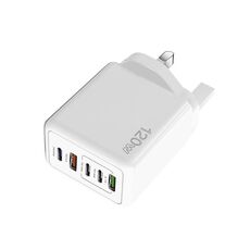 Caricabatterie multiporta USB doppio tipo C 3 PD da 120 W per telefoni cellulari, spina UK (bianco)