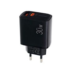 PD31 5V-20V 30W Caricabatterie compatibile con protocollo multiplo USB-C / Tipo-C + USB-A, spina UE (nero)