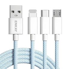 ENKAY CB173 3 in 1 Candy Color 60W USB a 8 pin / Tipo-C / Cavo dati di ricarica Micro USB, lunghezza: 1 m (blu)