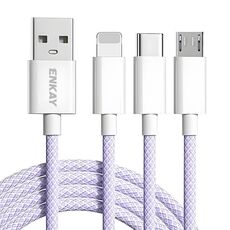 ENKAY CB173 3 in 1 Candy Color 60W USB a 8 pin / Tipo-C / Cavo dati di ricarica Micro USB, lunghezza: 1,5 m (viola)