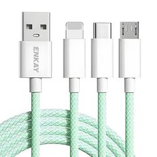ENKAY CB173 3 in 1 Candy Color 60W USB a 8 pin / Tipo-C / Cavo dati di ricarica Micro USB, lunghezza: 2 m (verde)