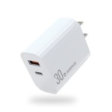 NORTHJO NOPD3002 USB-C / Type-C PD 30W + QC3.0 Caricabatterie da muro rapido USB a doppia porta con spina USA (bianco)
