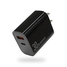 NORTHJO NOPD3002 USB-C / Type-C PD 30W + QC3.0 Caricabatterie da muro rapido con doppia porta USB, spina USA (nero)