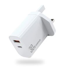 NORTHJO NOPD3002 USB-C / Type-C PD 30W + QC3.0 Caricabatterie da muro rapido USB a doppia porta con spina UK (bianco)