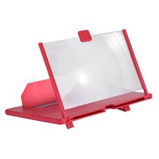 Supporto da tavolo 3D con lente d'ingrandimento per schermo del telefono cellulare estraibile da 12 pollici, stile: modello HD (rosso)