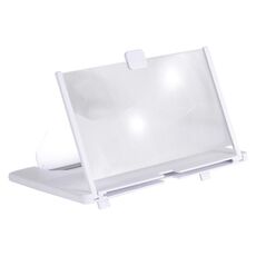 Supporto da tavolo 3D con lente d'ingrandimento per schermo del telefono cellulare estraibile da 12 pollici, stile: modello HD (bianco)