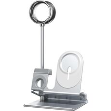 OATSBASF 5 in 1 Staffa di stoccaggio auricolare multifunzione Staffa di ricarica wireless Bracket (Argento)