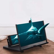 Lente d'ingrandimento per schermo del telefono cellulare estraibile Supporto per cellulare da tavolo per video 3D, dimensioni: 12 pollici (nero)