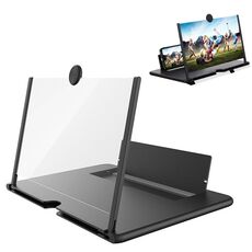 Amplificatore per staffa di allungamento dello schermo del telefono cellulare 3D ultra-trasparente da 12 pollici (nero)