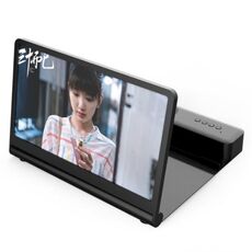 Amplificatore dello schermo del telefono cellulare ad alta definizione 3D con stand del desktop dell altoparlante Bluetooth (nero)